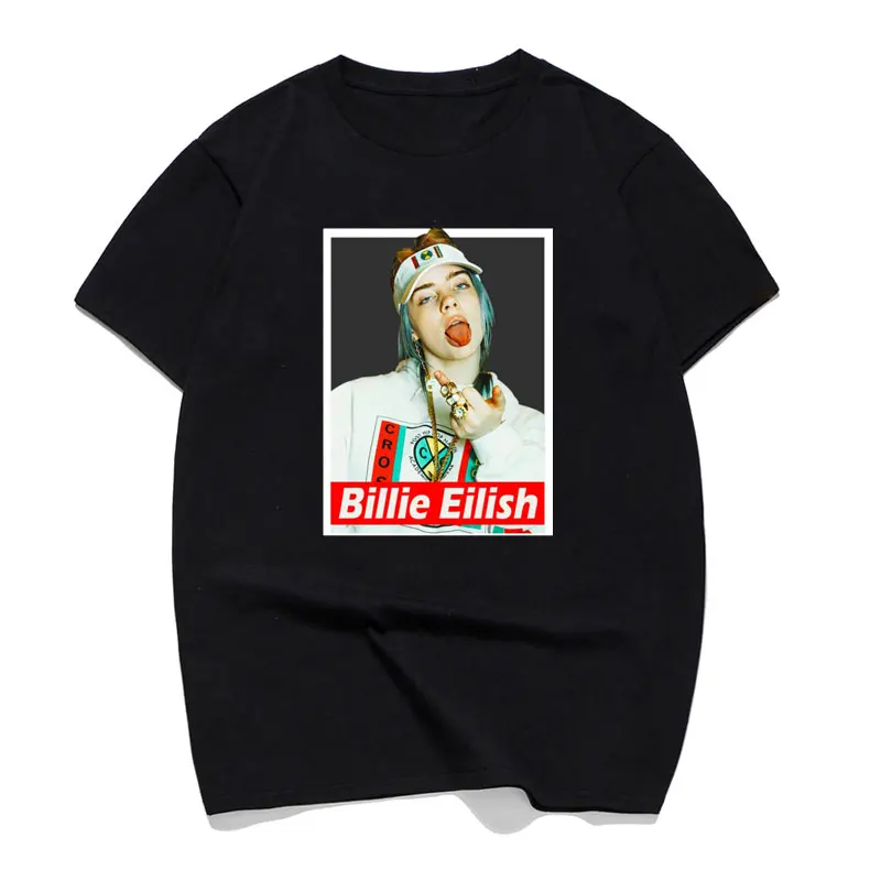 

Novel Billie Eilish Pop Harajuku Streetwear Mens T Shirt Summer Geek O-neck Cotton Black Short Sleeve Custom Tshirt Men Big Size