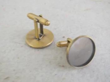 

Free shipping !!! Antique Bronze French Cufflink Blank 16mm Pad Cuff link findings Z-3380