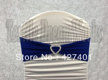

Hot Sale Blue Spandex Bands / Lycra Band /Chair Covers Sash With Heart Shape Buckle For Wedding & Banquet