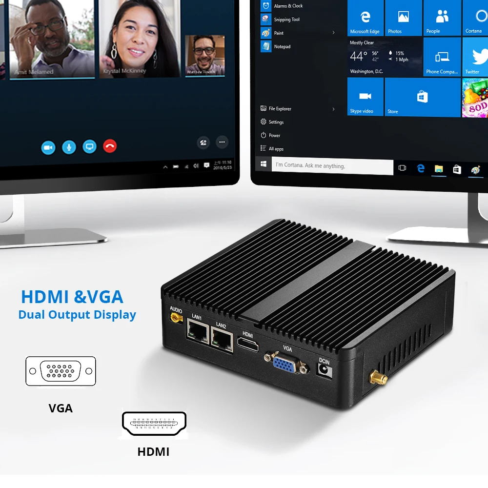 Безвентиляторный мини ПК оконные рамы 10 4 ГБ оперативная память Celeron J1800 J1900 3205U 3755U 2 LAN RS232 HTPC промышленные неттоп персонального компьютера HDMI VGA wi fi