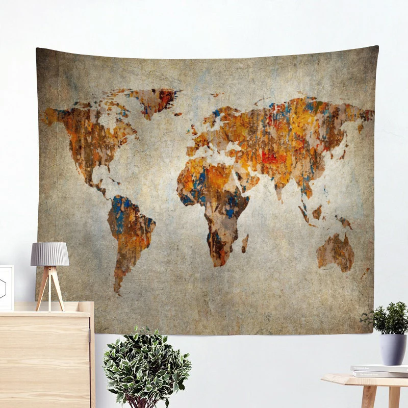 Картина карта мира гобелен винтажный домашний декор Voyager настенная драпировка в стиле хиппи гобелены пляжное полотенце Йога коврик одеяло, скатерть