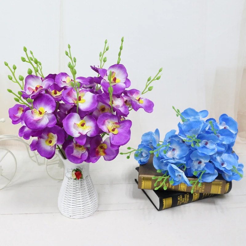 quality  plastic vase + silk flowers artificial flower set home flowers decoration artificial wedding decor Free Shipping (10)