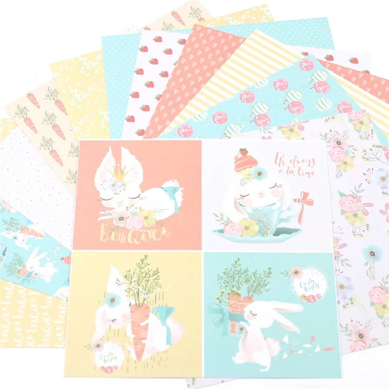 

VYUTXA 12pcs Single-side Cute Rabbit Pattern creative papercraft art paper handmade scrapbooking kit set books