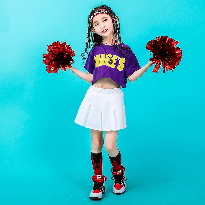 Summer baby girls clothing set Cotton cheerleader costume kids hip hop dance costumes kids toddler girl clothes 130 140 150 160 (4)