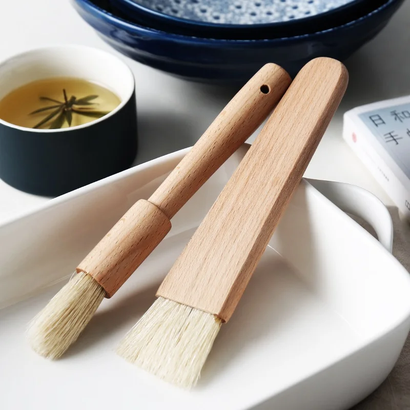 

Wooden BBQ Basting Brush Baking Cake Bread Pastry Oil Saucer Honey Butter Brushes Barbecue Household Kitchen Tools Bakeware