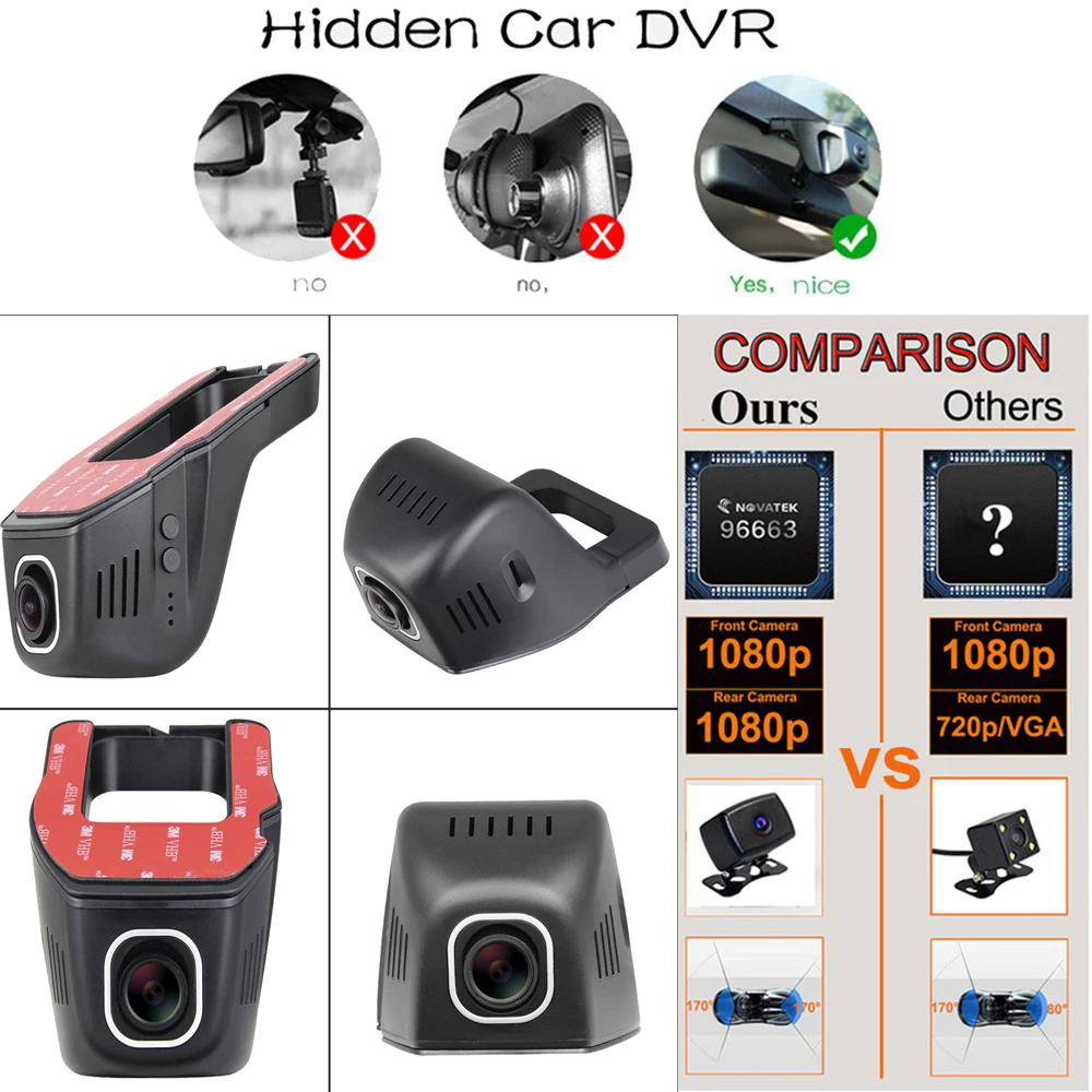 Novatek 96663 Wifi Автомобильный видеорегистратор две камеры двойной 170 вид angel Dash Cam IMX291