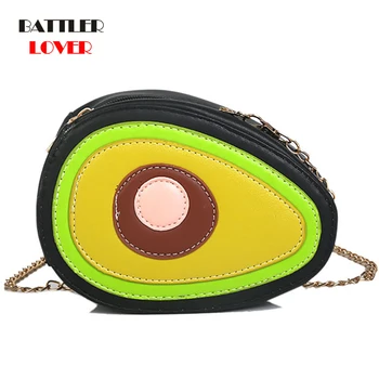 

2019 summer females bag PU leather women bag cute fruit packet chain Ladies shoulder messenger bag avocado watermelon peach bag