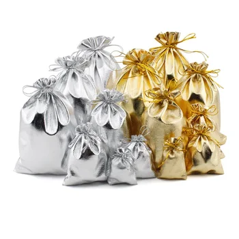 

500 X Fashion Gold & Silver Plated Gauze Satin Jewelry Bags Jewelry Christmas Gift Pouches Bag 5x7cm/7x9cm/10x12cm/13x18cm