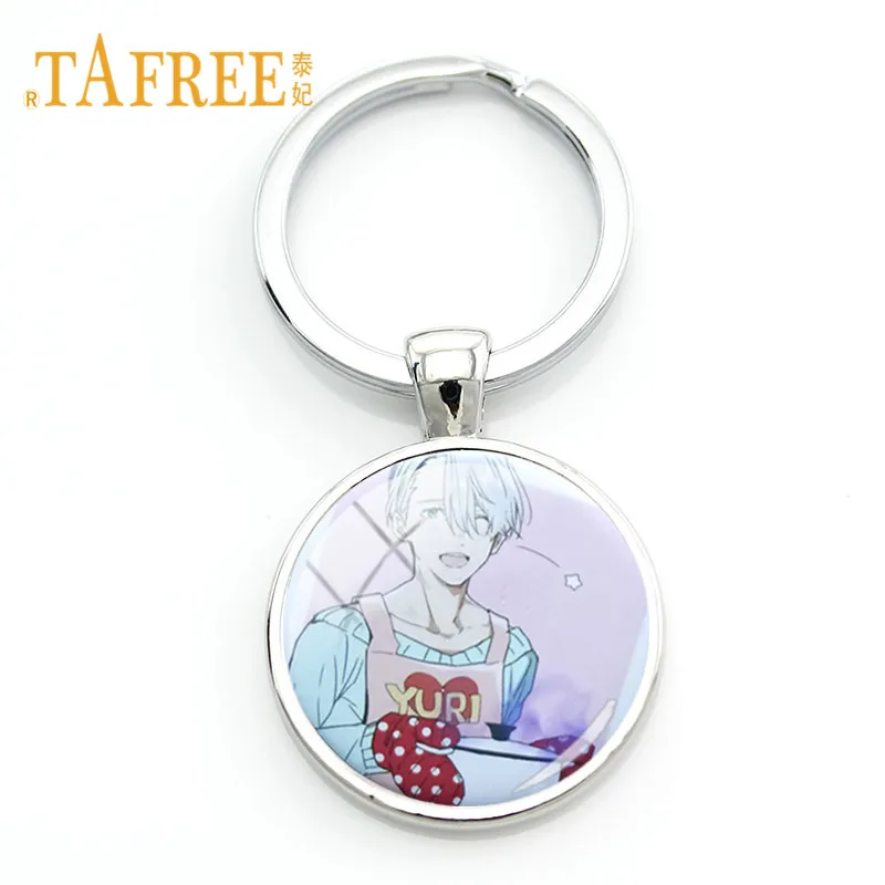 

TAFREE Fashion Anime Keychain YURI On The Ice Art Picture Pendant Key Ring Chain For Fans Bag Car Key Charms Jewelry AN09