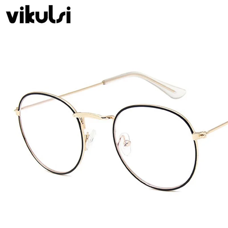 

Unisex Vintage Round Reading Glasses Metal Frame Retro Personality College Style Eyeglass Clear Lens Eye Glasses Frames GoldPink