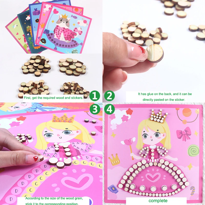 lower price  Wisdom and interest DIY Wood grain Stickers Handmade Paste Painting Graffiti Mosaic Puzzle Toys Kid