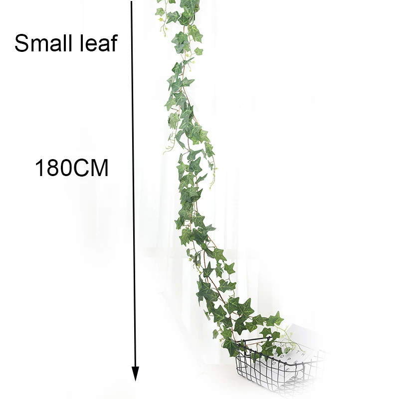 Искусственное растение из ротанга, ивовая лоза, искусственные листья сладкого картофеля, мексиканское украшение для дома и сада, искусственные зеленые растения - Цвет: A 180cm small leaf