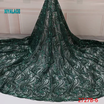 

Nigerian Lace Fabric 2019 High Quality African Lace Fabrics Organza Sequins Beads Embroidery French Tulle Lace Fabric YA2727B-6