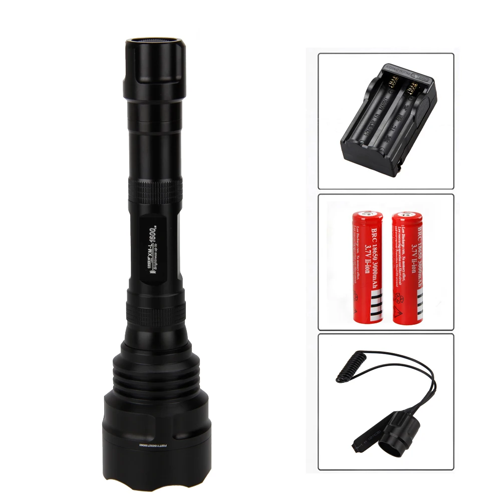 

2500Lm XML T6 LED Tactical Flashlight Torch Light +2x3000mAh Battery+Dual Charger+Pressure Switch