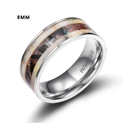 1 шт., 6 мм, 8 мм, титановое кольцо для мужчин и женщин, обручальное кольцо, оленьи рога, камуфляжная инкрустация, кольца для пар, anel, мужские ювелирные изделия, удобная посадка - Цвет основного камня: 8mm