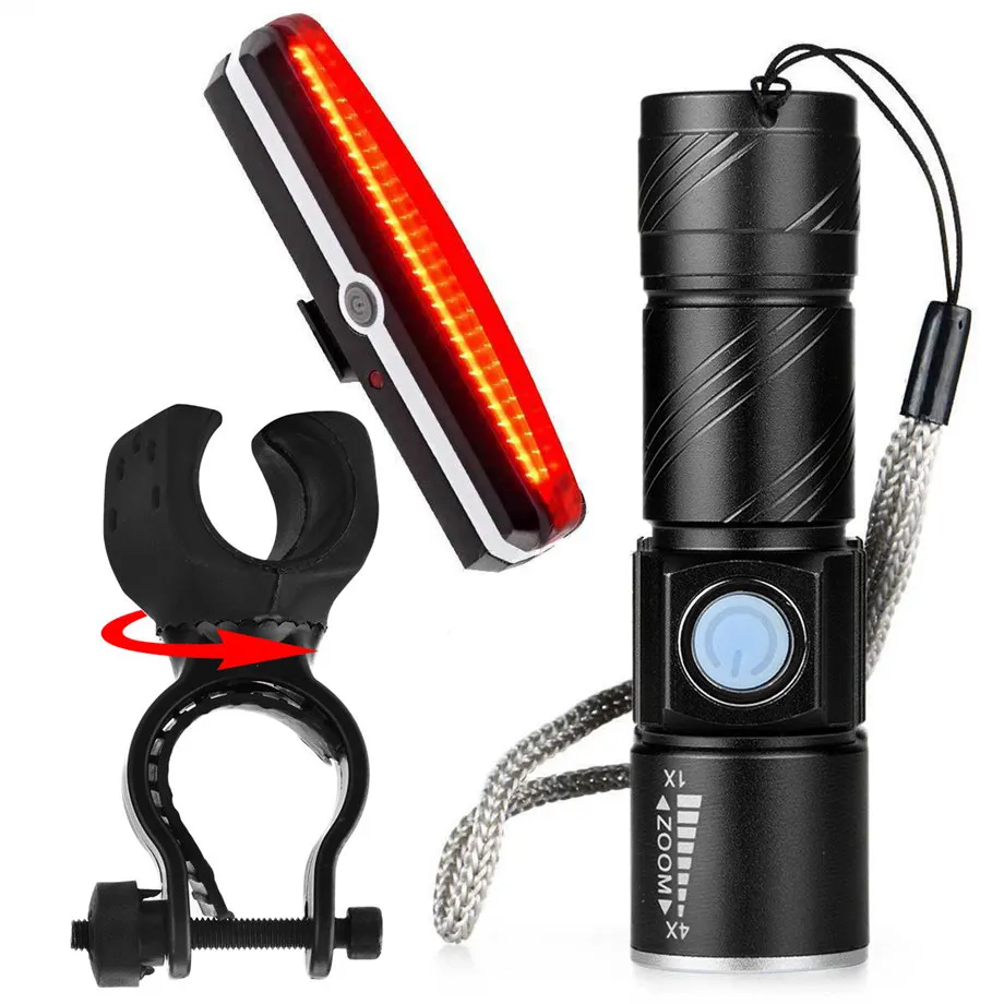 2017 USB Rechargeable LED MTB Bike Bicycle Cycle Head Front Light Rear