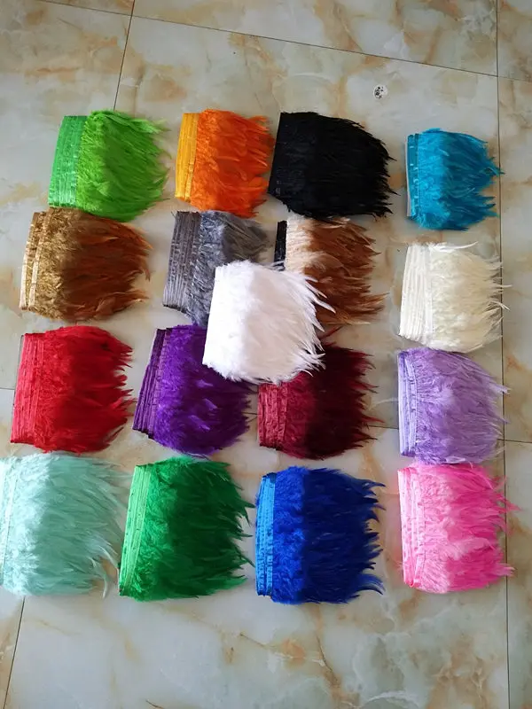 

Free shipping, 1 yards of high quality natural Turkey feather ribbon, 4-6 cm wide, 10-15 inches / clothing and accessories DIY