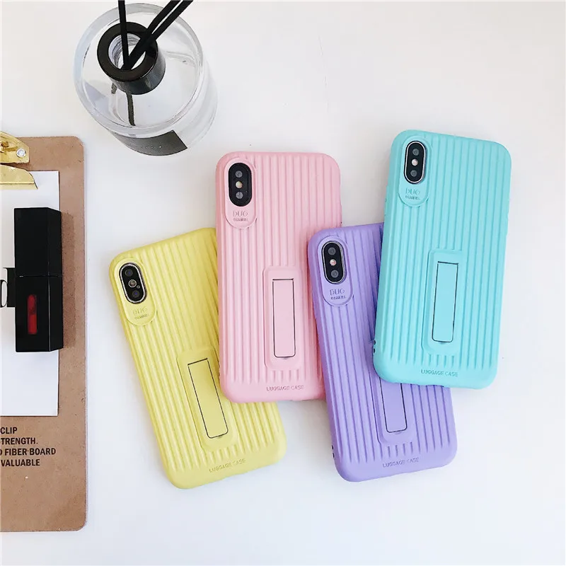 

Matte Phone Cover for iPhone 7 6 6s 8 X Plus Case Ultrathin Solid Candy Back Cover for iPhone X XR XS Max Phone Stand Funda Capa