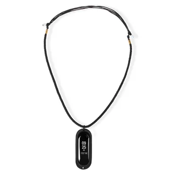 

Black Silicone Necklace Pendant Holder Protective Case Cover for Xiaomi Mi Band 3 with DIY Decoration Adjustable Lanyard