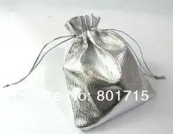 50 шт. серебряный цвет полиэстер 3.5*4.8 дюйма (9*12 см) шнурком мешочек из органзы Свадебная вечеринка пользу сумка мешок конфет Бесплатная