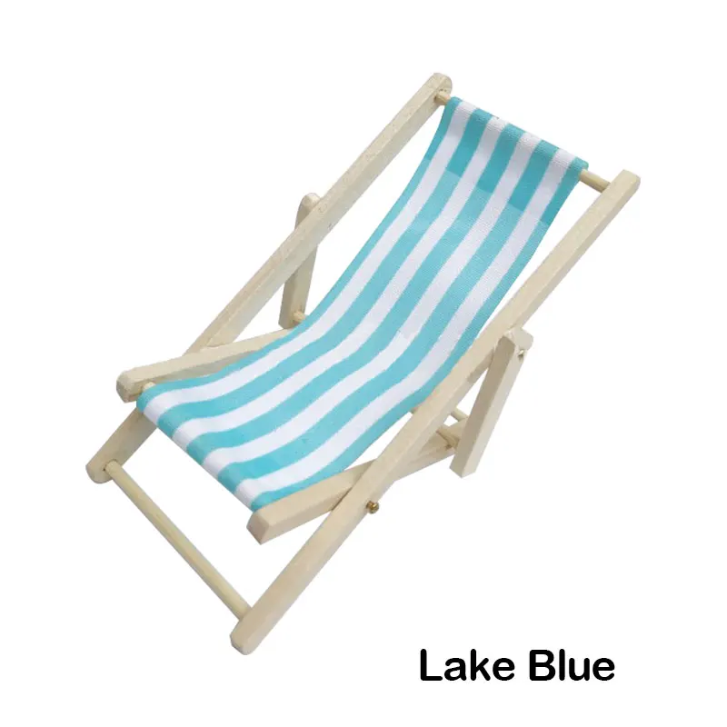 1:12 Scale Foldable Wooden Deckchair Lounge Beach Chair For Lovely Miniature For Small Dolls House Color In Green Pink Blue