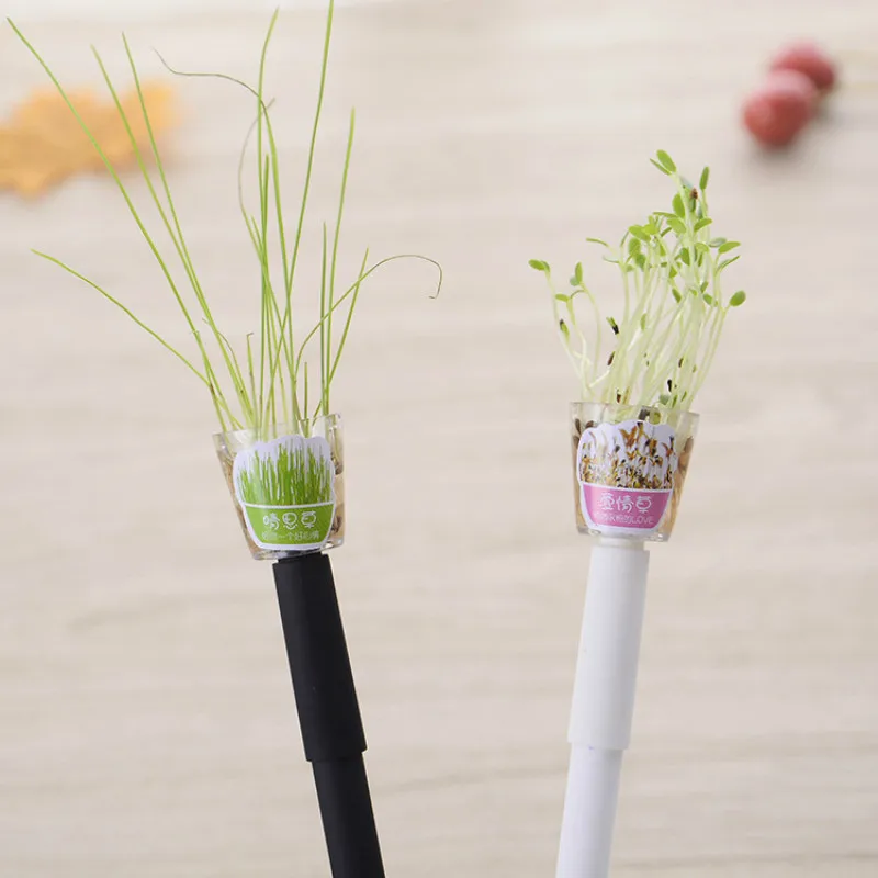 

New Creative Cultivate Plant Gel Pen 0.5mm Black Ink Garden Grow Grass Pen Office Stationery Lovely Children Lovers Gift