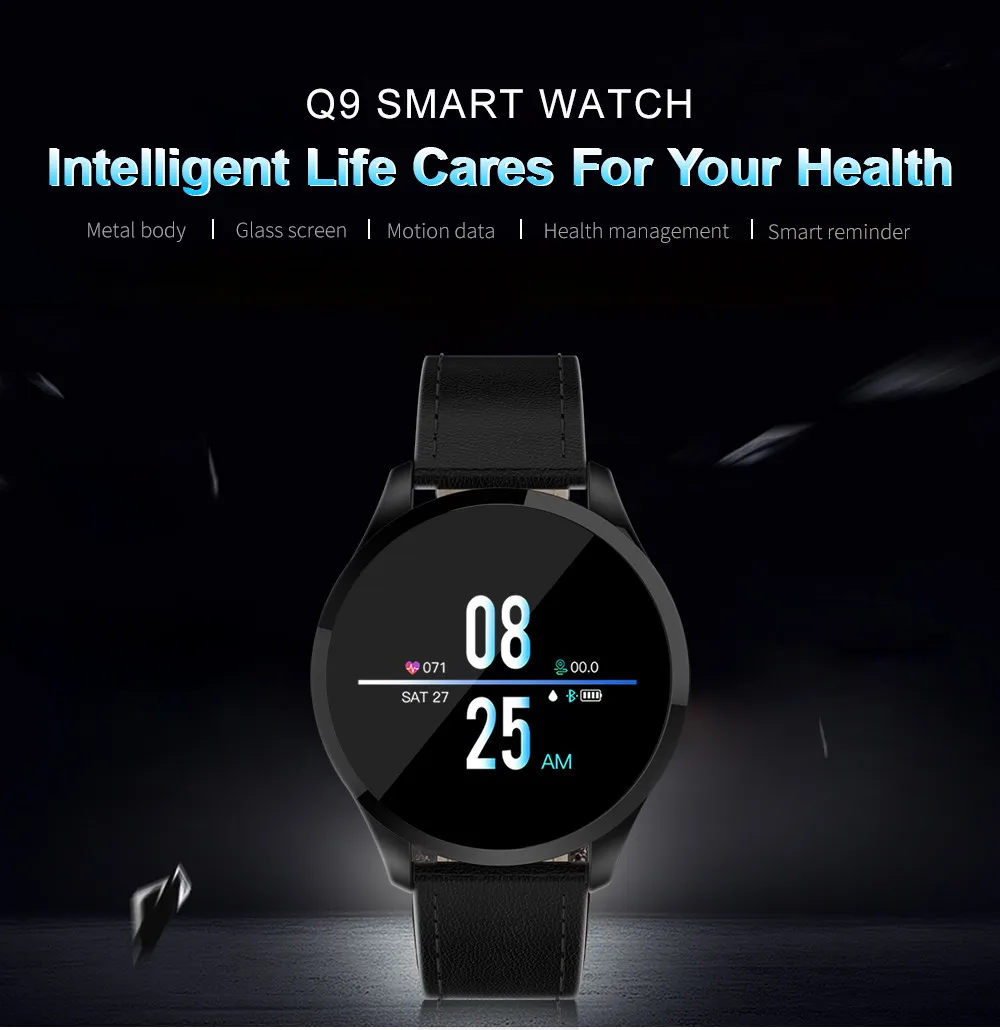 Умные часы с Bluetooth Q9, водонепроницаемые, с напоминанием о звонках, умные часы для мужчин, с монитором сердечного ритма, фитнес-трекер, Android, IOS, телефон