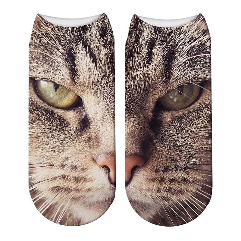 SexeMara/ дизайн, женские рождественские носки унисекс с 3D принтом кошки, Meias, женские носки с 3D принтом в виде кошачьей мордочки, Harajuku, милые короткие носки для домашних животных - Цвет: Style9
