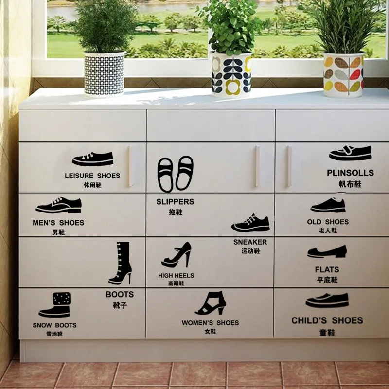 

Environmental Protection Shoe Cabinet Decorative Wall Stickers Paper DIY Removable Home Furnishing Decorative Stickers
