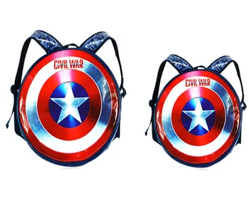 

Cartoon Captain America Shield Hero Backpack Bag PU Leather Waterproof Zipper Book School bags Travel Laptop Gift
