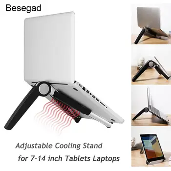 

Besegad Foldable Adjustable Cooling Support Tripod Stand Bracket Holder for 7-14inch iPad Apple Macbook Lenovo Tablets Laptops