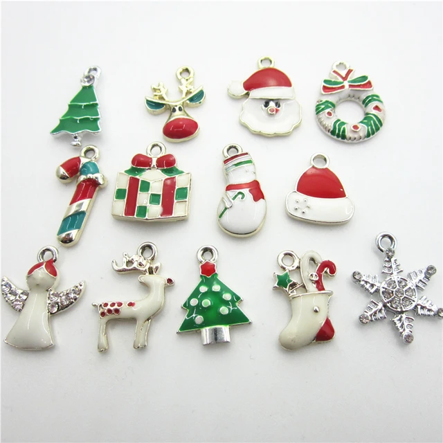 50pcs lot mix random christmas charms dangle charms hanging floating christmas charms