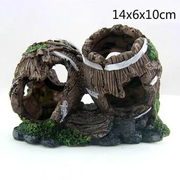 

New Aquarium Resin Artificial Double Barrel Decoration Fish Tank Hiding House Cave Aquarium Accessories For Cichlids Shrimp