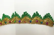 15Yard/lot 3.5cm New colorful Sequin Beaded Lace Trims for CostumeGownsDancing Dresses&DIY Crafts