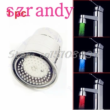 Temperature Sensor 3 Color Kitchen Water Tap Faucet RGB Glow Shower LED Light #S018Y# High Quality