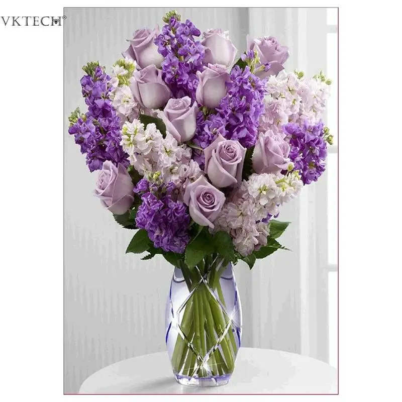 

Flower 5D DIY Round Diamond Painting Embroidery Needlework Cross Stitch Mosaic Set Home Decor Painting Art Wall Sticker Painting