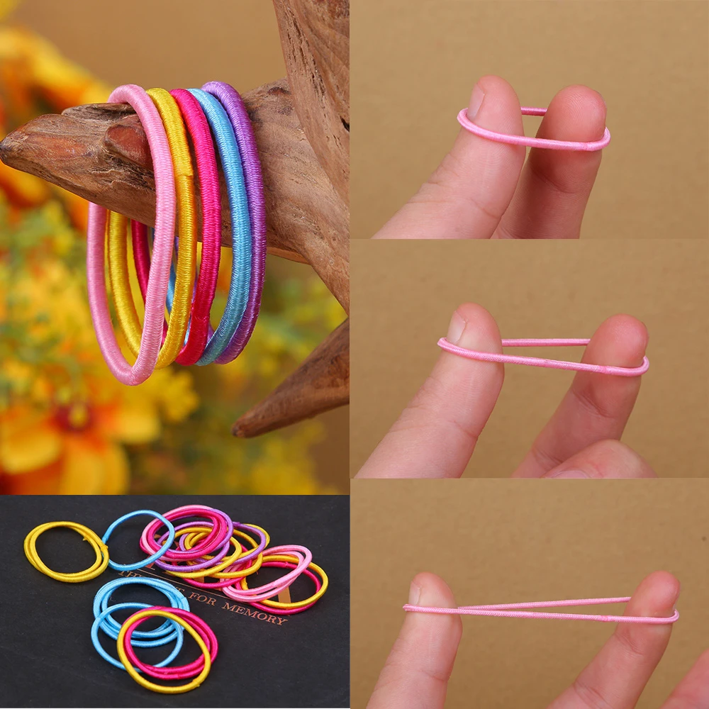 100 шт./лот эластичные резинки держатель для хвоста резиновые волосы Эластичные