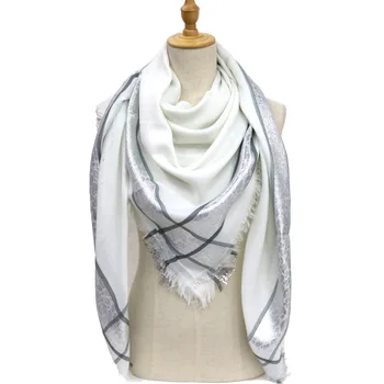 

Fashion Luxury Brand Winter Scarf Women Square Stitching Plaid Warp Knitting Thick Shawls and Wrap Blanket Dropshipping
