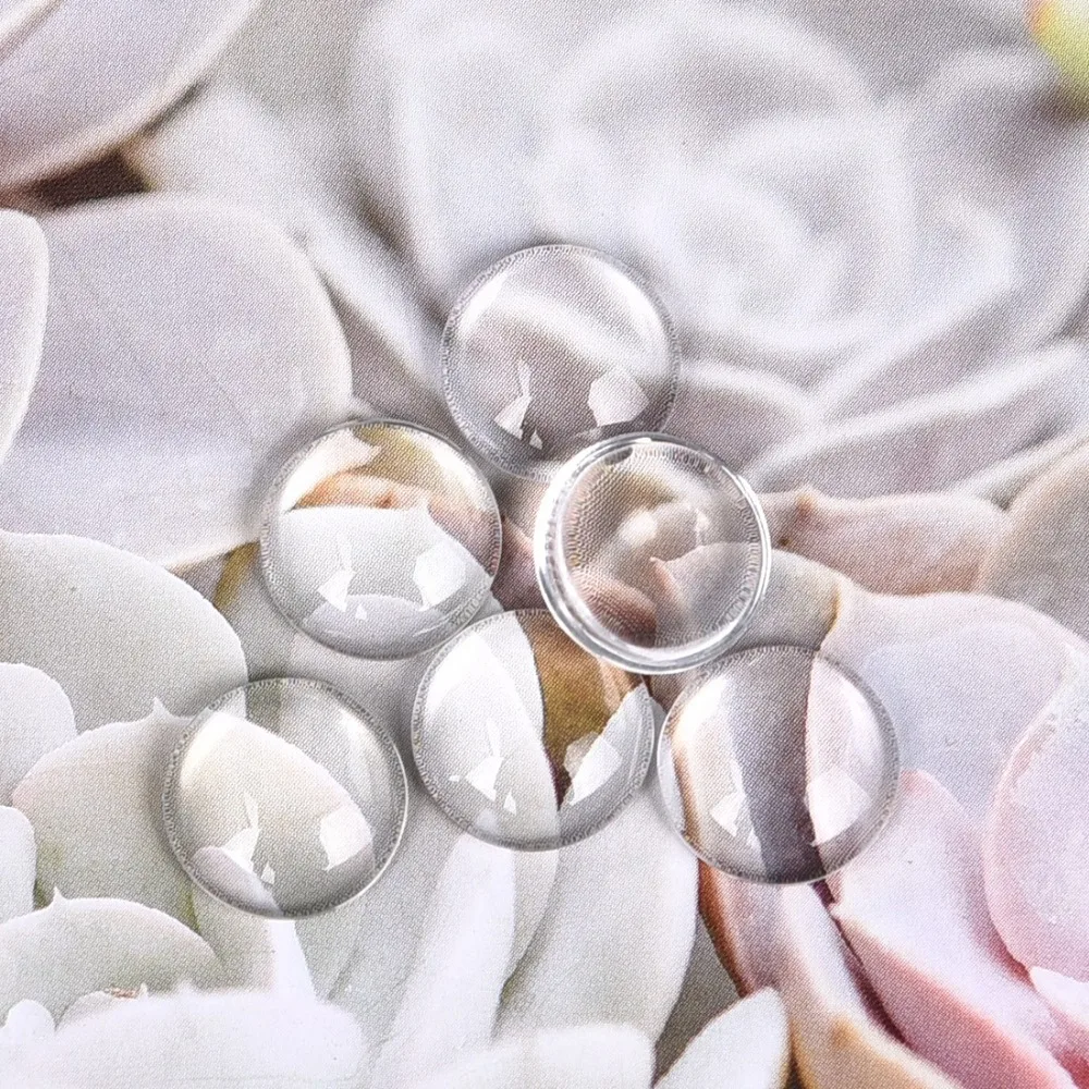12mm Round Cabochons Transparent Glass Clear Flat Back (2)