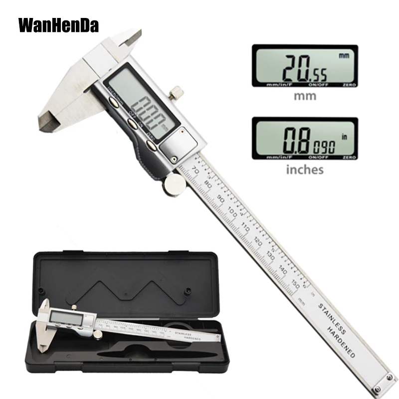 Metal Digital calipers 6 Inch 150mm 0.01m Stainless Steel Electronic