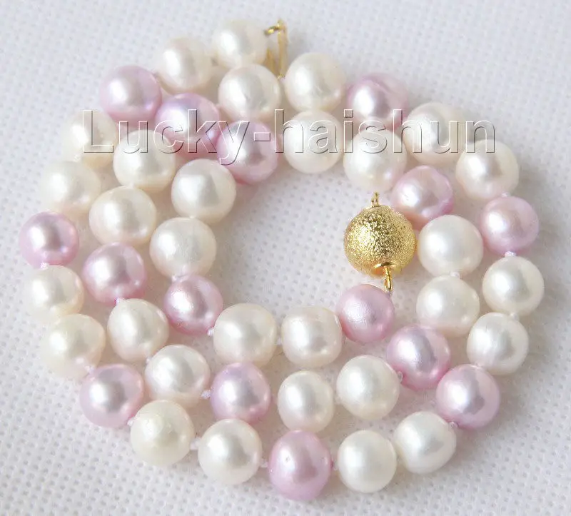 

Free Shipping >> enuine 17" 10mm lavender white freshwater pearls necklace