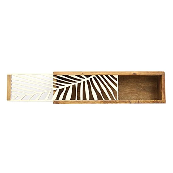 

Asian Wooden Pen Pencil Case Box (Leaf Patterns)