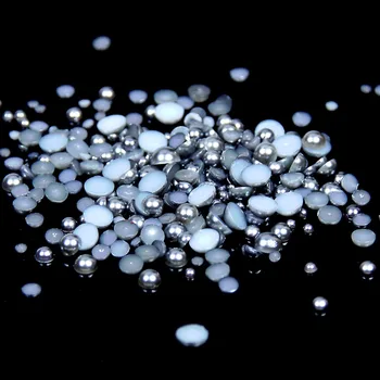 

1.5mm~14mm All Size Choice Dark Gray Color Flat back ABS round Half Pearl beads, imitation plastic half pearl beads