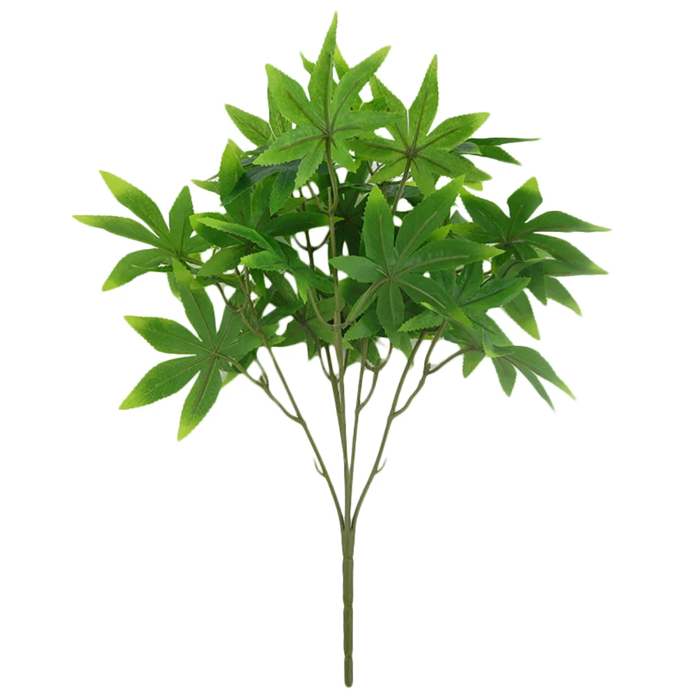 Искусственный Зеленый Кленовый лист поддельные растения Цветок домашний офис Свадебная вечеринка Декор