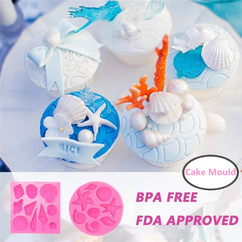 Силиконовые формы для украшения торта с розовой ракушкой, инструменты для 3D помадки, формы для мыла, формы для украшения шоколада, конфет, инструмент для выпечки
