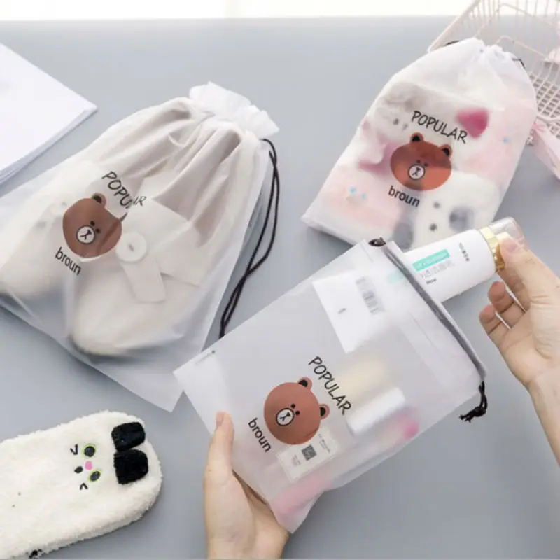 

Brown Bear Transparent Cosmetic Bag Travel Makeup Case Women Zipper Make Up Bath Organizer Storage Pouch Toiletry Beauty Kit