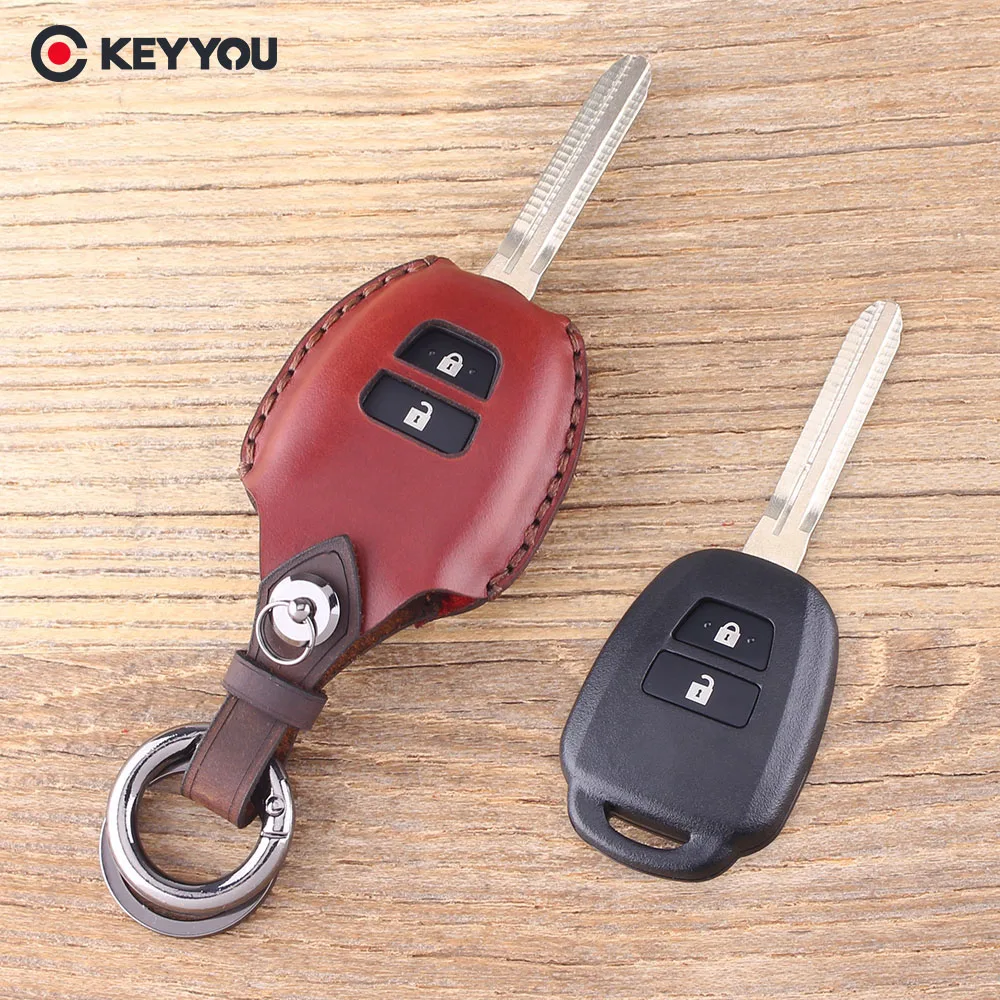 Кожаный чехол для ключей KEYYOU Toyota Corolla Camry Reiz New Vios RAV4 Crown 2 кнопки | Автомобили и