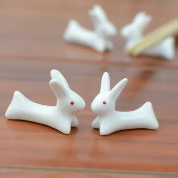

Little rabbit ceramic chopsticks rack tableware flatware Zakka chopstick rest Lovely rabbit crafts gift chopsticks holder