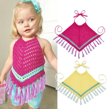 

Cute Newborn Baby Girl Sleeveless Backless Tassel Crochet Tank Tops Shirt Summer Clothes 3-24M