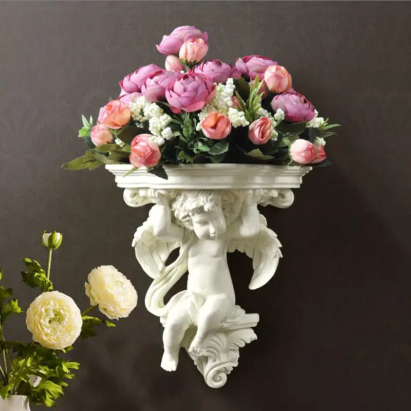 

European Wall Resin Angel Vase Creative Home Livingroom Bedroom Wall Sticker Hanging Vase Decoration Ornaments 3D Stereo Mural